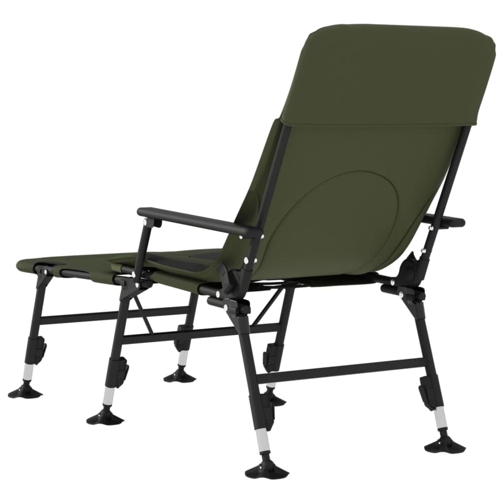 Angelliege Klappbar mit Verstellbarer Rückenlehne, Karpfenliege mit Schlammfüßen, Campingliege für Outdoor, Grün, 180cm