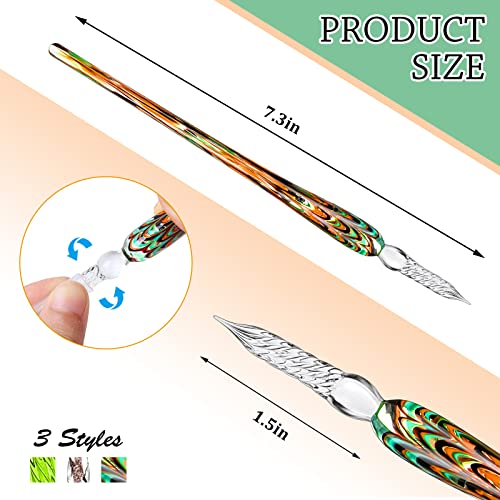 image for Zonon 6 Pcs Handmade Glass Dip Pen Crystal Glass Signature Pen Calligr