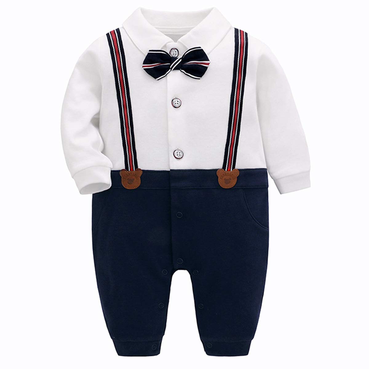 Famuka Baby Junge Smoking Taufe Hochzeit Babykleidung Neugeborenen Strampler (B, 80)
