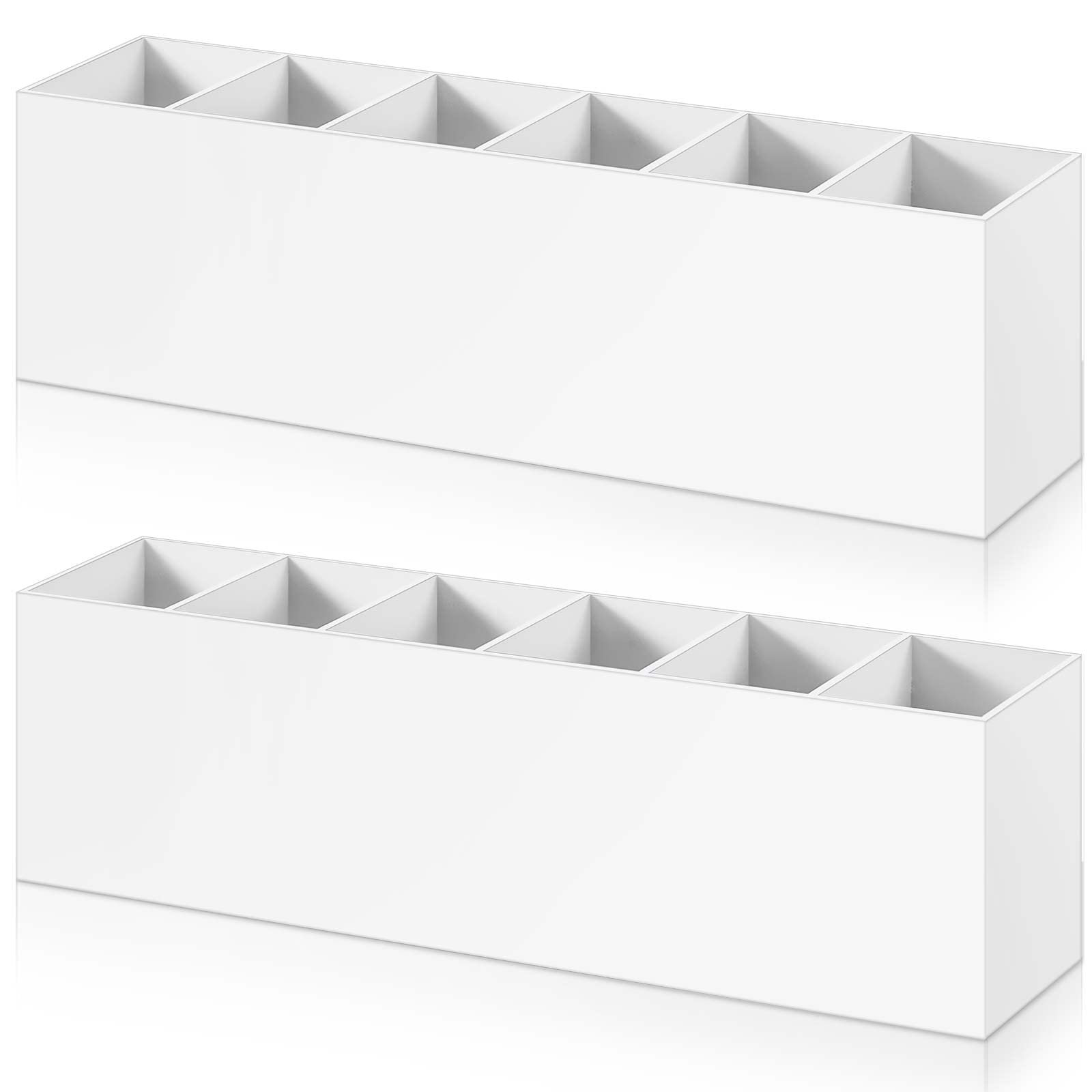 2 Pack Acrylic Makeup Brush Holder 6 Compartments Pencil Organizer Cup Pencil Holder for Desk Pen Organizer Storage Pen Holder for Accessories