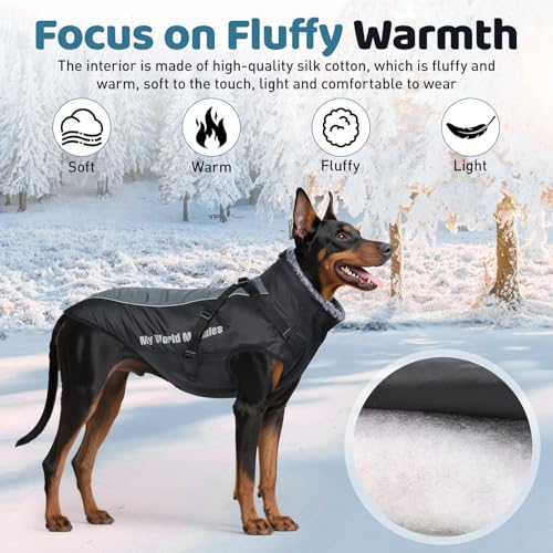 Votoko Sport im Freien Wintermantel Hund, Reflektierender Haustier-Schneeanzug Hundemantel mit Geschirr, Hundemantel Warm mit Windschutz und Wasserdicht, Geeignet für MittelgroßE Hunde (2XL)