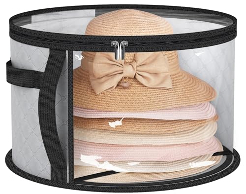 Reviews de Cajas y percheros para sombreros Top 5. 50 AOODA - Bolsa de almacenamiento transparente de gran tamaño de 18 pulgadas para mujer, con capacidad para hasta 9 gorras, organizador de sombreros de vaquero para clóset, funda...