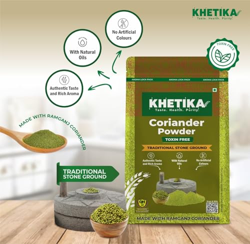 Image of Khetika Coriander Powder 400g | Toxin Free | Traditional Stone Ground | With Natural Oils | Authentic Taste & Rich Aroma (Pack of 3)
