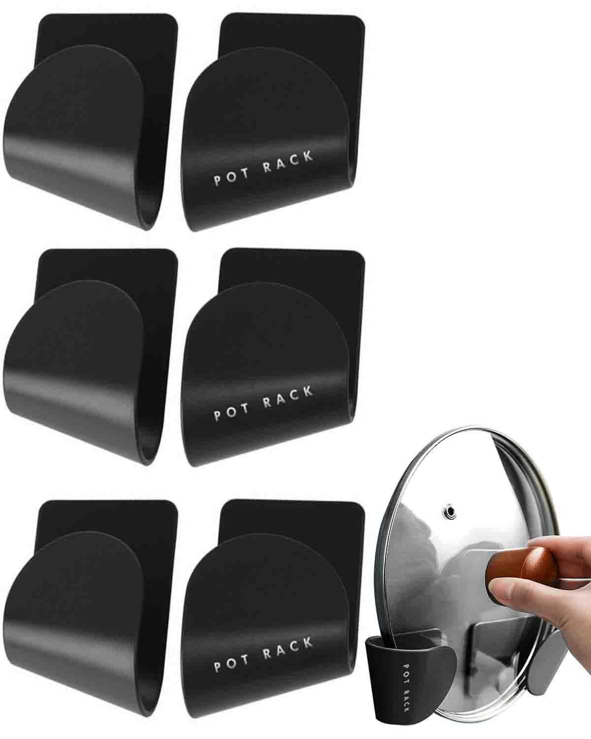 Tendiren Topfdeckel-Organizer, 3 Paar verstellbare Wandhalterung, Topfdeckelhalter, Schranktür, Topf- und Pfannenaufhänger für Küche, Wandhalterung, Schranktürdeckel-Organizer, 3 Paar