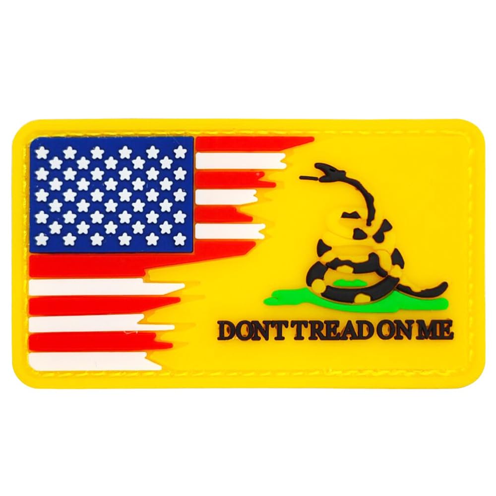 Dont Tread On Me,Yellow PVC USA Flag Patches with Hook and Loop,Nice Accessories for Backpacks, Vests, Jackets, Jeans, Hats