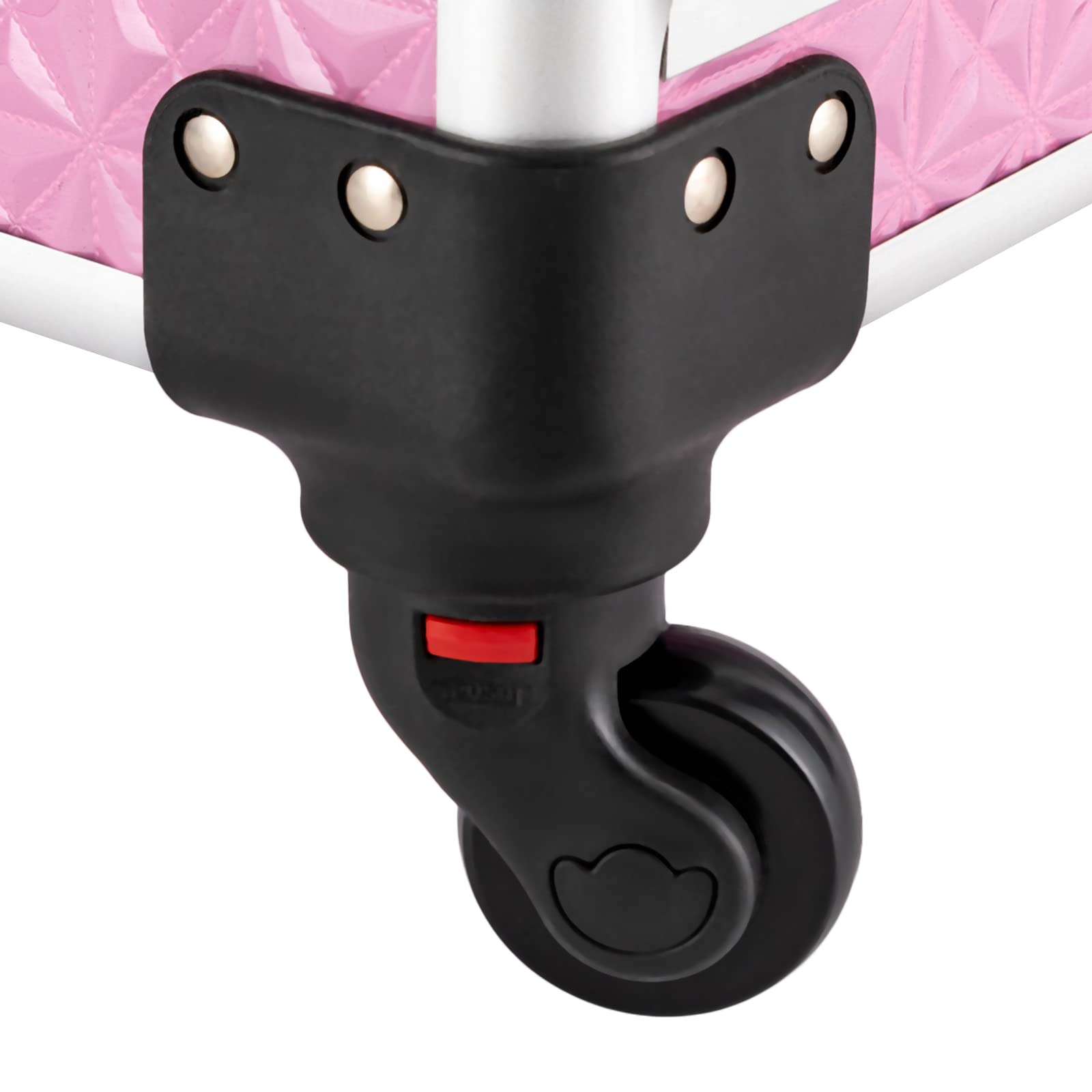 Kosmetikkoffer Trolley, Schminkkoffer mit Schubladen groß Abschließbar Friseurkoffer Reisen Make-up Koffer mit 360° drehbare Rollen 34 x 25 x 47 cm (Rosa)