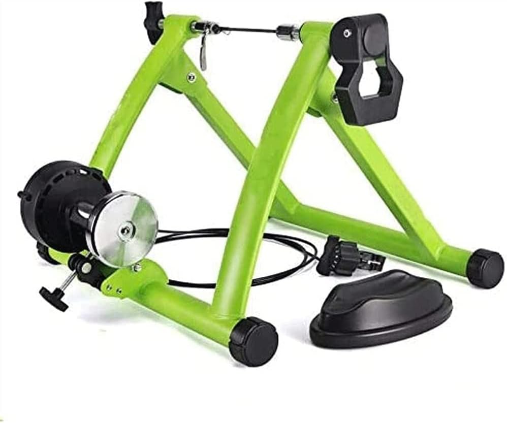 Portable Bike Trainer Stand Indoor Bike Trainer Stand Bicycle Riding Exercise Machine with Magnetic Flywheel and 6 Variable Speed Level Green