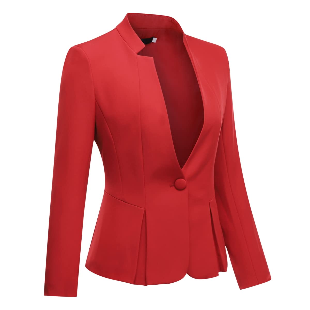 YYNUDA Damen Anzug 2-teilig Stehkragen EIN Knopf Hosenanzug solide Farbe Business Blazer + Hose