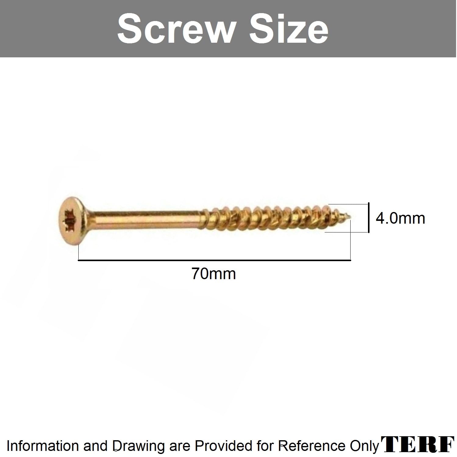 TERF® High Performance Multi Purpose Screw 4.0 X 70mm Torx Drive Flat Countersunk Head Wood Screws 4.0mm X 70mm (No.8 X 2.3/4) For Hardwood Decking MDF Plastic and Sheet Metal - Image 3