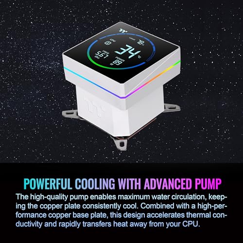 Image of Thermaltake TH240-S V3 ARGB CPU Liquid Cooler; Intel /AMD; 1x240mm 500~2500rpm Single Frame ARGB Fan; 3.95 inch Segment Code LCD; Rotatable Pump Head; TT Segment LCD Software; Snow; CL-W471-PL12SW-A
