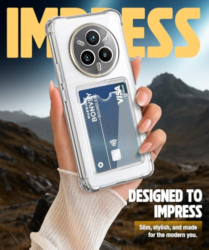 Image of WOW IMAGINE Transparent Back Cover Case for Realme 14 Pro Plus 5G | Flexible Built-in Slim Card Pockets Wallet | 360 Camera Protection TPU | Soft Silicone Mobile Cover - Transparent