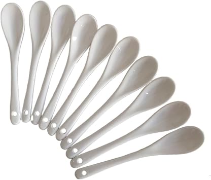 White Ceramic Coffee Spoon, 5 Inch Small Tea Spoons for Ice-cream Teaspoon Appetizers Desserts, Dinner Soup Spoons Kitchen 10 Pack