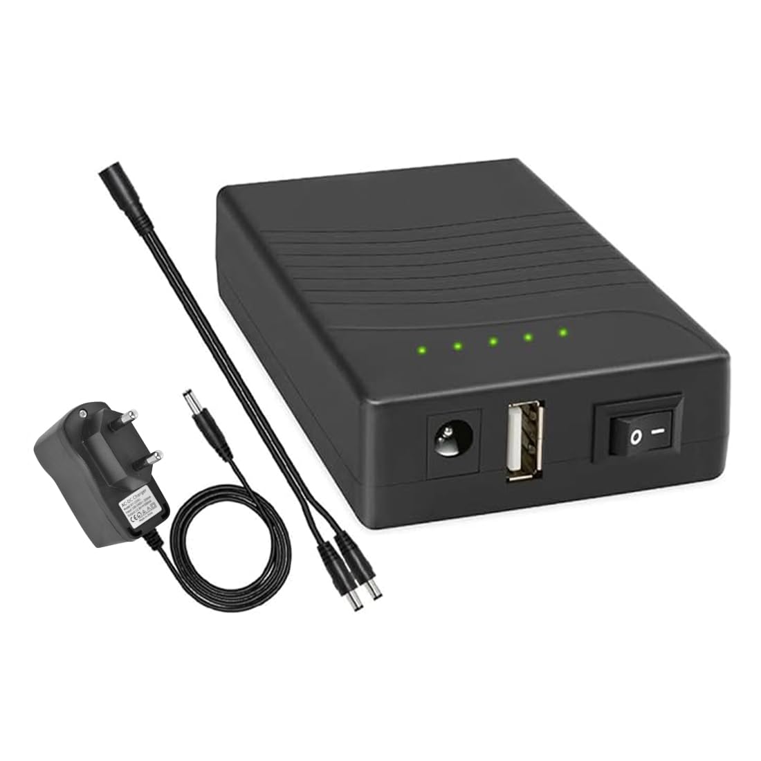 TalentCell Powerbank, Externer Akku, Lithium-Ionen-Akku, Wiederaufladbar, 36 W, 12V/3000 mAh, Doppelausgang 12 V/5 V mit Ladegerät, für LED-Leuchtstreifen, CCTV-Kameras, etc, Schwarz