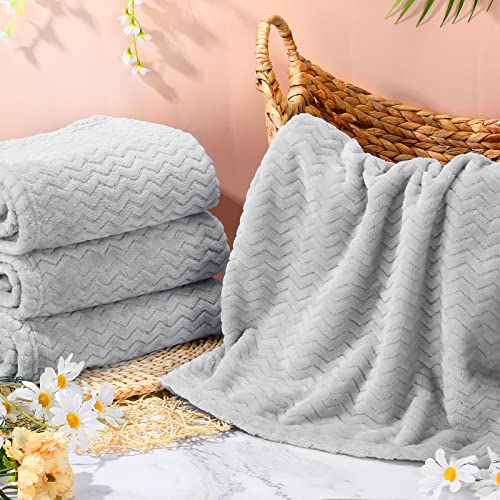 4 Pack Fuzzy Baby Blanket 30 X 40 Inch Soft Warm Swaddle Blanket Fluffy Fleece Stroller Blanket Unisex Plush Infant Blankets Cozy Crib Blankets For Toddlers Newborn Infant Receiving Blankets (Grey) #TOP5