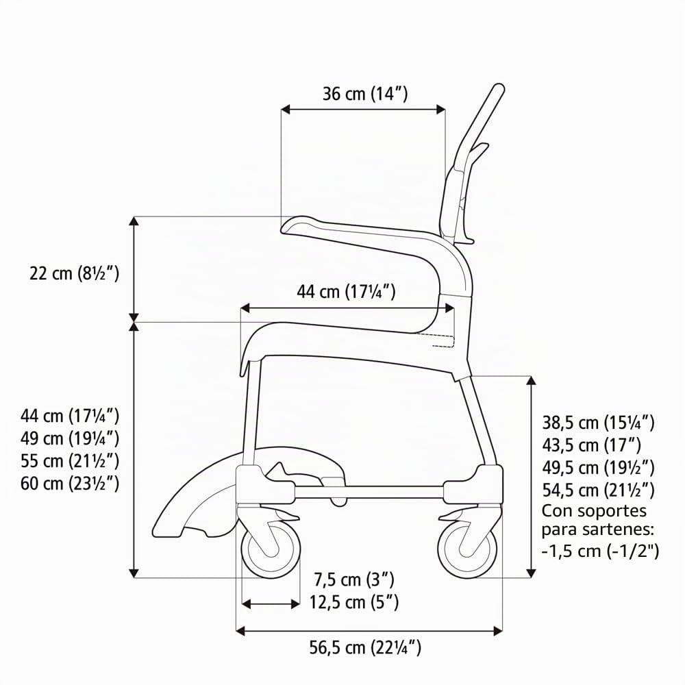 Etac Clean Standard - Silla de ruedas para ducha y inodoro (55 cm), color blanco