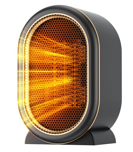 1200W Ceramic Plug in Fan Heater, Portable Electric Heaters with 2 Heat Modes, Overheating & Tip-Over Protection, Energy Saving, Small Smart Space Heaters for Bathroom, Bedroom, Living Room (Black)