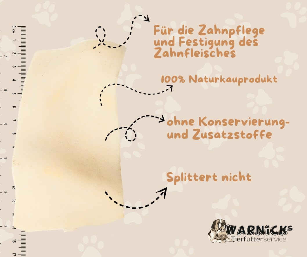 Warnick's Hundesnack Kauchips aus Büffelhaut - 5 kg (5 x 1 kg) | Kauchips aus Büffelhaut ca. 12-15 cm - Hart & fettarm - Zur Zahnpflege - Für kleine bis große Hunde, ohne Zusätze