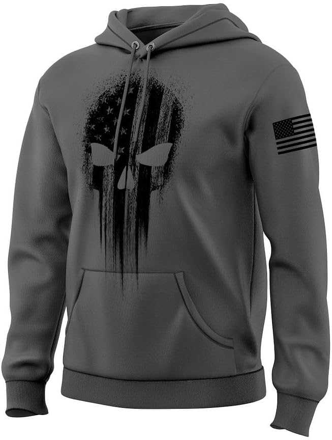 Fantastic Tees USA American Skull Men's Patriotic Hoodie Sweatshirt - Image 3