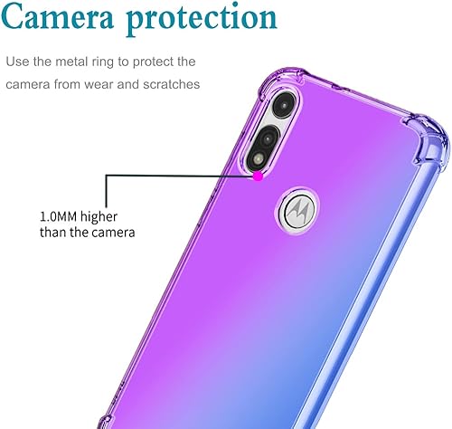 Miniatura 2 de Funda para Moto E 2020, Motorola E 2020 con protector de pantalla de vidrio templado, degradado transparente, delgada, a prueba de golpes, TPU para