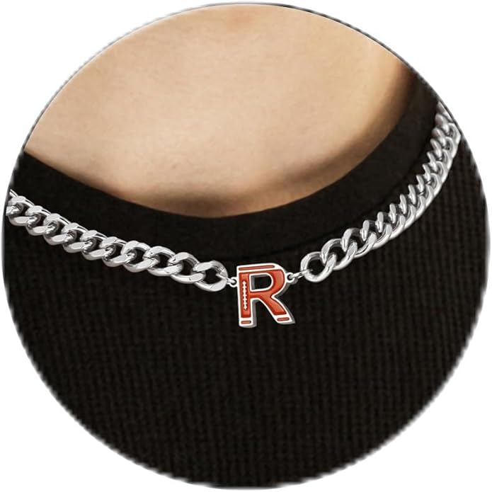 Football Necklaces for Boys Stainless Steel Initial Necklace with Letter A-Z 6.5mm Cuban Chain Gifts for Him Boys Men Teens 16+2 Inches