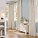 jinchan Colorful Linen Curtains for Nursery Living Room Multi Blue on Beige Striped Curtains for Bedroom Cute Ticking Stripe Farmhouse Baby Boys Kids Room Light Filtering Grommet 2 Panels 84 inch