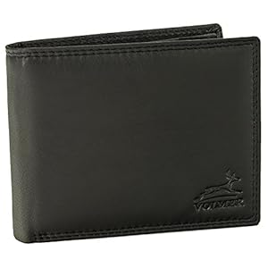 Fa.Volmer® Portemonnee, slank, bijzonder praktisch, eenvoudig, zeer stevig, FRID-bescherming, zwart, Triffold, Klassiek