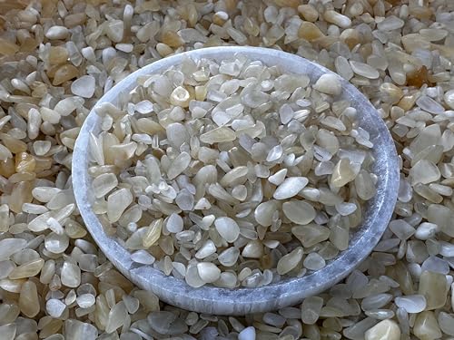 Image of GAF TREASURES 2 oz Lot Yellow Calcite Natural Semi Tumbled Gemstone Chips, Crushed Mini Crystals, Undrilled Crystal Chips (Yellow Calcite)