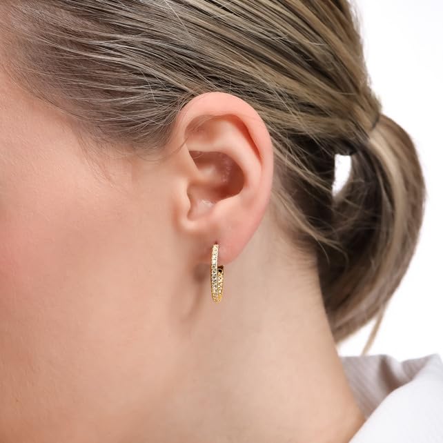 18K Yellow/White Gold Plated Silver Hoop Earring With 0.72 TCW Lab Grown Diamonds/Emerald/Blue Sapphire/Moissanite, Earrings For Women, Gift For Her Jewelry For Women Comes With Gift Box3