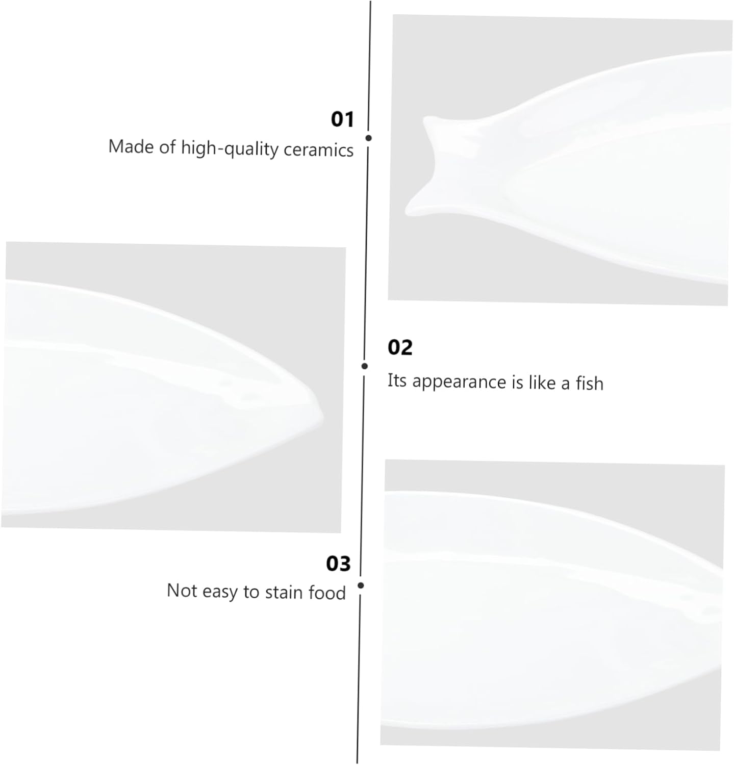 SHOWERORO Pure White Fish Plate Irregular Shape Steamed Fish Serving Dish for Home Kitchen Tableware Appetizers Sushi and Snacks Anti-slip and Comfortable to Hold