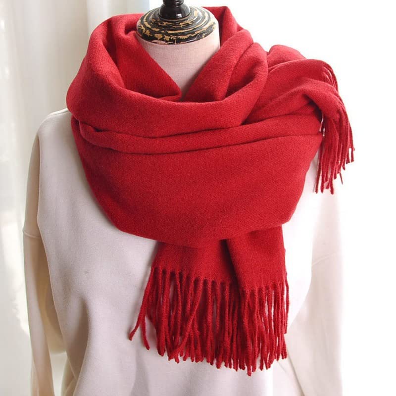 URYYRIT Sciarpa Scarf da Donna Autunno E Inverno Addensato Collo Caldo Colore Solido A Doppio Utilizzo della Nappa Lunga Una Sciarpa Spessa