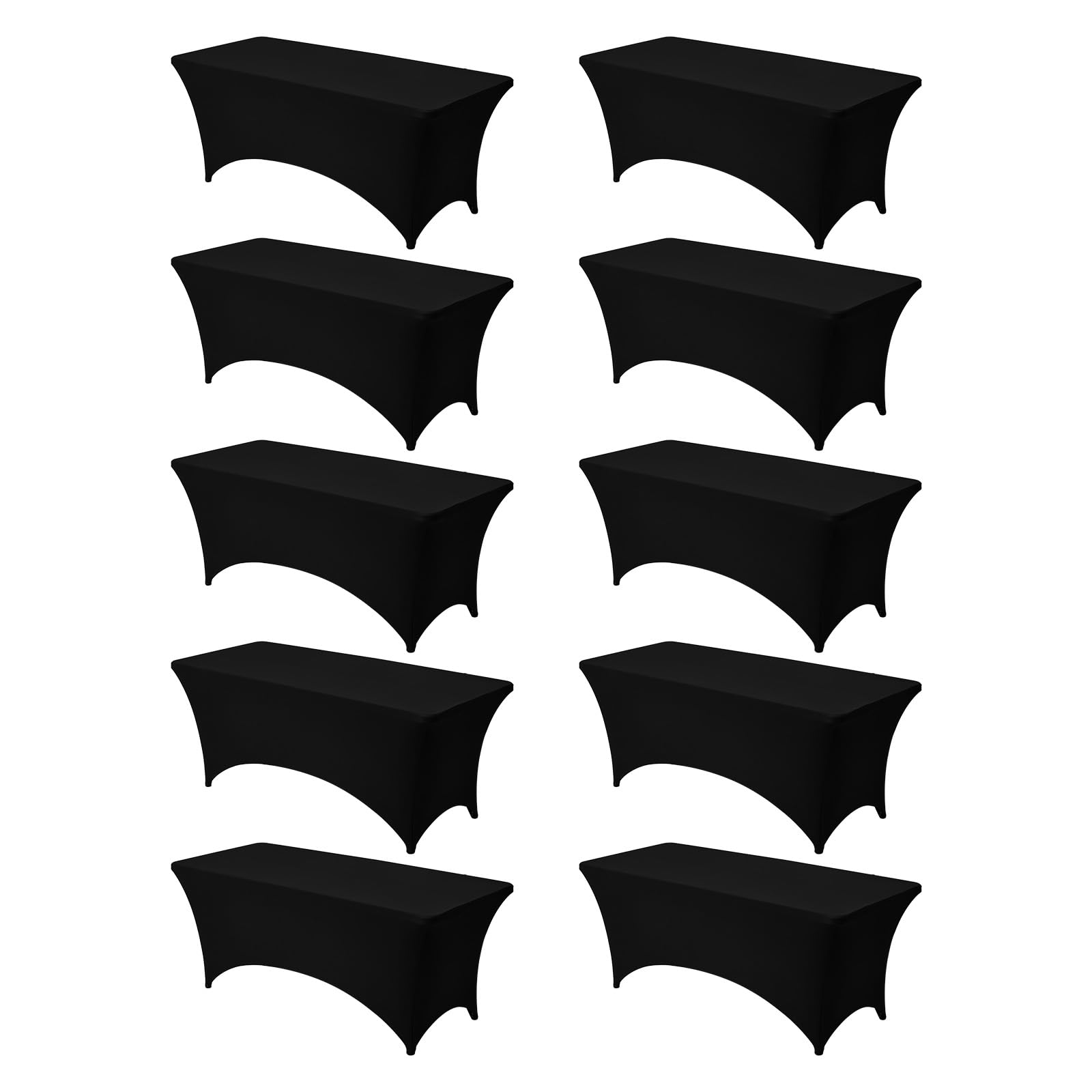 VEVOR Nappe extensible rectangulaire 183 x 76 x 76 cm, couverture de table infroissable en polyester et élasthanne, lot de 10, lavable en machine, pour fête, mariage, cocktail, banquet, festival, noir