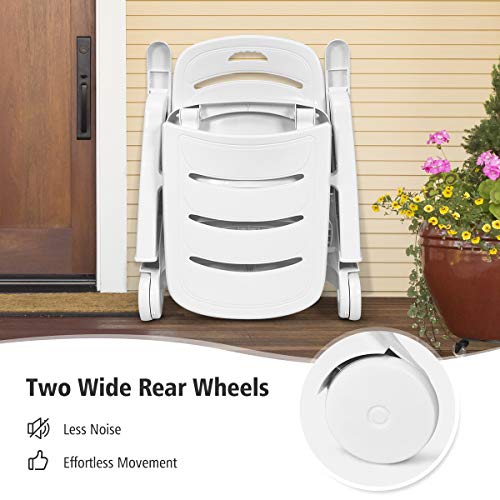 Giantex Lounge Chair Outdoor Folding Lounger With Wheels, 5 Adjustable Backrest Positions Lightweight Recliner Chaise Chair Suitable For Patio, Backyard, Poolside Chaise Lounge #TOP4