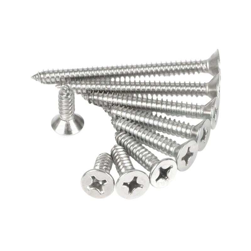 Image of Rely⇒VP INDUSTRIES (Pcs-50) No.6x16 mm CSK Phillips Head Self-Tapping Screw - Stainless Steel, Star Slot, Philips Drive for Wood, Plywood & Plasterboards