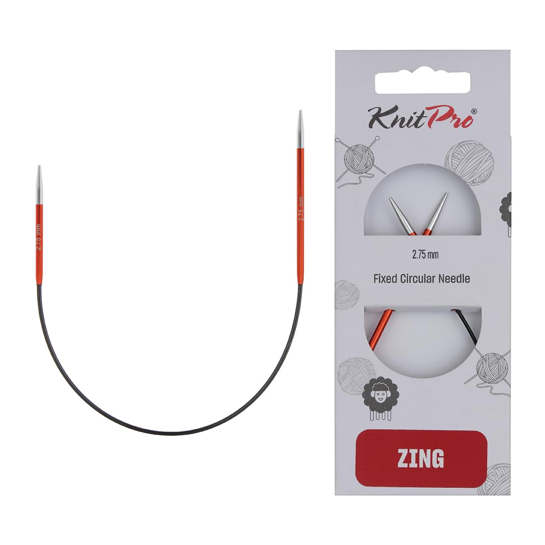KnitPro Zing Fixed Circular Needles Asymmetrical 10" (25cm) | Size 2.75mm