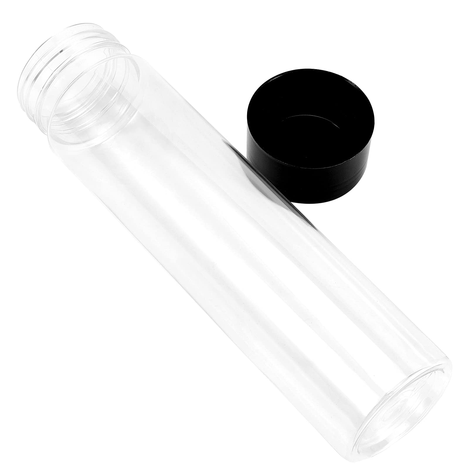 JEUIHAU Paquete de 20 botellas de jugo de plástico PET transparente de 350 ml con tapas negras, botellas de jugo de plástico vacías, jugos, leche y bebidas caseras