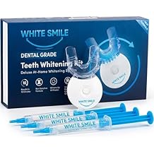 White Smile Teeth Whitening Kit with LED Light System, 35% Carbamide Peroxide, 3 Gel Syringes, Mouth Tray, 10-Minute Treatment, Non-Sensitive Formula, Stain Removal, Whitens up to 10 Shades in 7 Days