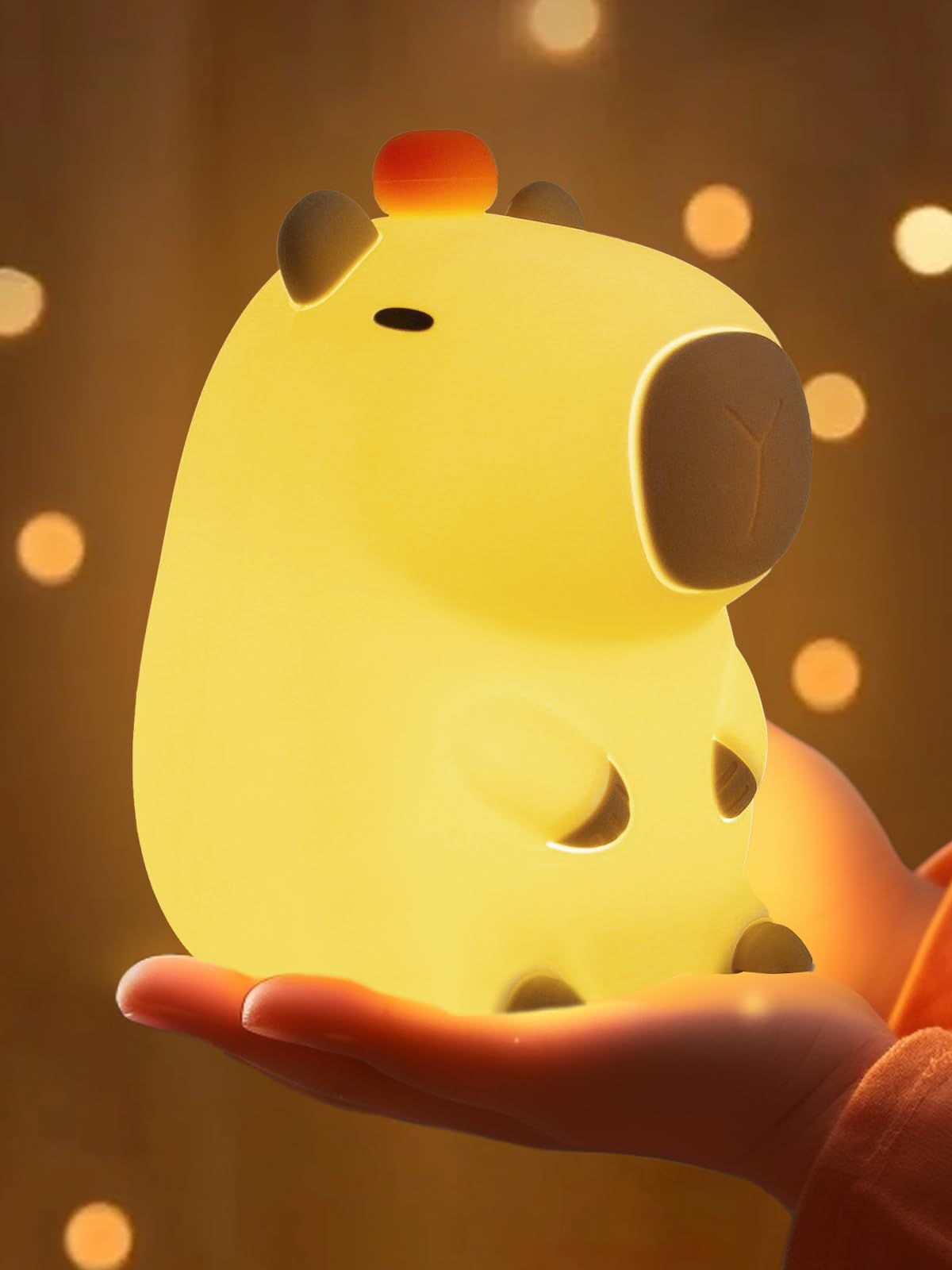 YuanDian Capybara Night Light - Orange Capy Adorable Gift for Women, Teen Girls Babies Decorate Kids' Bedroom with Cute Silicone Capybara Nightlights Christmas for Children and Toddlers