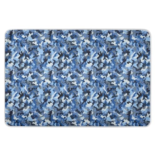 Camouflage Blue Bed Underpads Soft Absorbent Crib Pee Skin-Friendly Travel for Children Adults Pets , 52