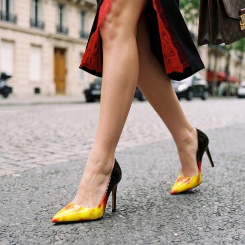 Image of Eldof Women's Classic Dress Pumps Shoes, Sexy Pointed Toe 4 inch Stiletto High Heels, Office Formal Slip On Size 5-13