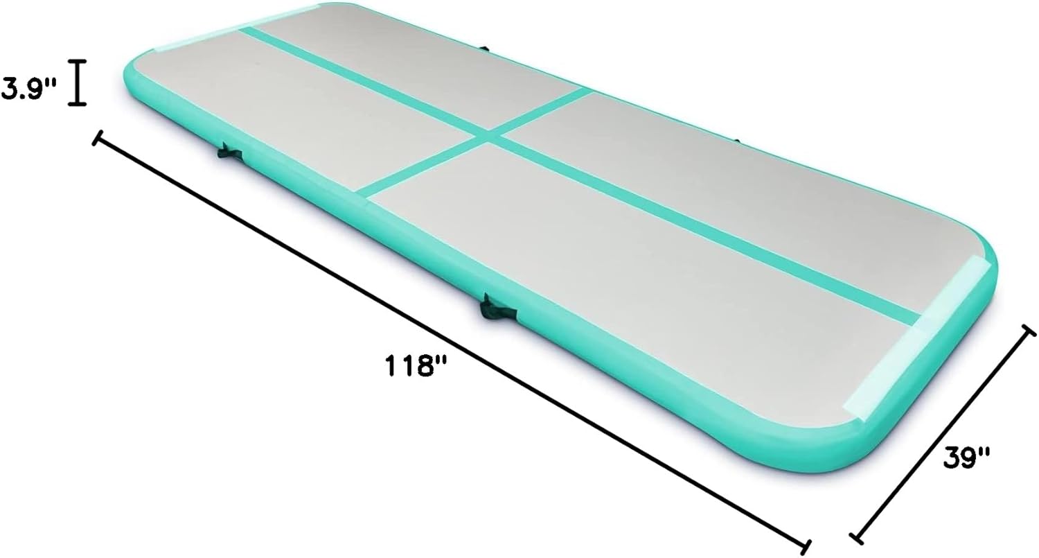 Gymnastics Air Mat 8.2ft/10ft/13ft/16ft Inflatable Air Tumble Track Mat 4" Thick Tumbling Mat With Pump/No Pump for Training Tumble Yoga Cheerleading Parkour Beach Water Activities Home Use