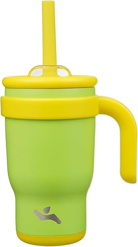 Miniatura 16 de Vaso de 14 onzas con asa lateral, botella de agua aislada con popote y tapa 2 en 1, taza de acero inoxidable, taza de café de viaje, para deportes,