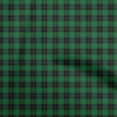 oneOone Cotton Poplin Dark Green Fabric Check Sewing Craft Projects Fabric Prints By Yard 42 Inch Wide