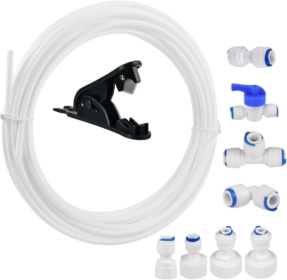 ilauke 15M Water Supply Pipe Tube + Fridge Connector Kit For European