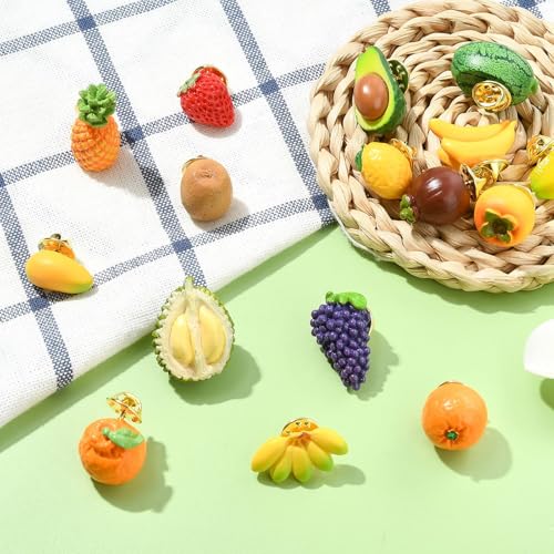 Image of Ipotkitt Bee Rectangle Biology Theme Fruit Vegetable Snake Ice Cream Brooches Insect Dessert Strawberry Lapel Pins for DIY Jewelry Craft Clothes Decor