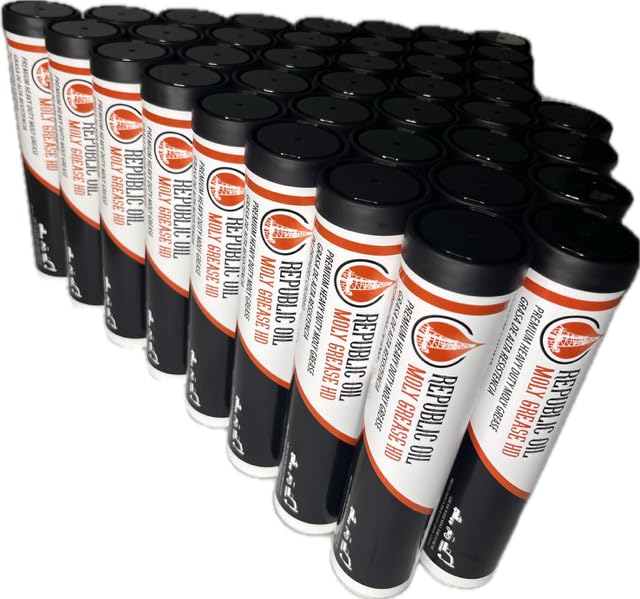 4 Boxes / 40 Tubes Republic Oil Elite 5% Moly #2 Grease 10x14oz | Calcium Sulfonate | 5% Moly Grease | High Temp | Heavy Duty | Construction | Mining | Agriculture | Fifth Wheels