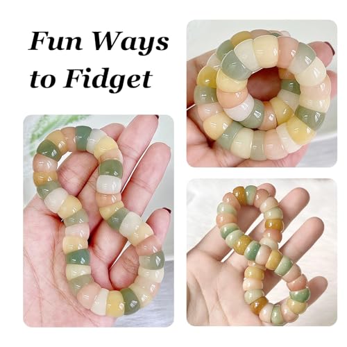 Image of Natural Bodhi Seed Bracelets Anxiety Fidget Bracelets Anxiety Relief Items Protection Healing Stretch Bodhi Fidget Bracelet for Women Men