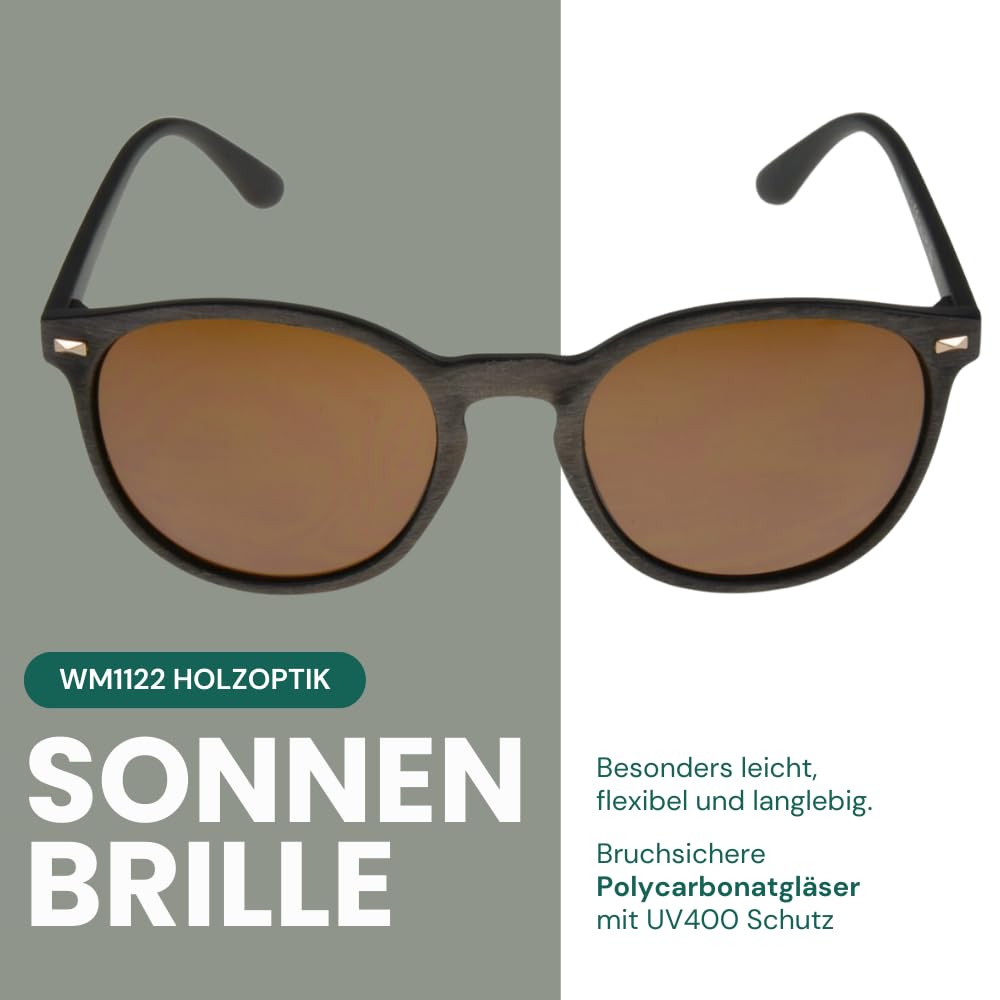 Gamswild Sonnenbrille WM1122 GAMSSTYLE Mode Brille Damen Herren Holzoptik 1020 Unisex NEU TR90 Ausführung rot | braun | blau | gold | pink | grün/türkis