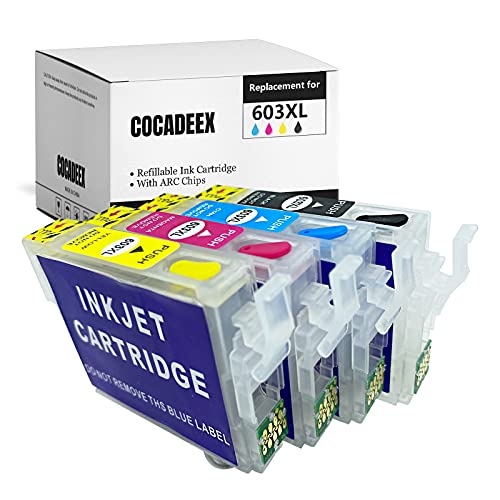 COCADEEX Cartucho de tinta recargable de repuesto para impresora 603 o 603XL Mutipack, compatible con impresora XP3100 XP4100...