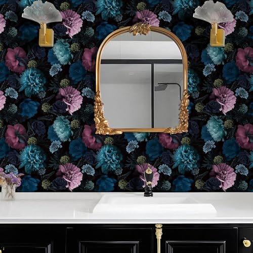 Papier peint floral noir repositionnable et imperméable - 3