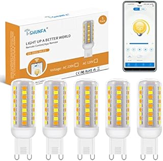 I-SHUNFA Smart Wireless Dimmable G9 LED Bulb Lamp,2835 SMD 58 LED Lights, Multicolor Dimmable G9 Led Bulbs Compatible with Mobile Phone, 2700K-6500K, 4W/230V 430Lumens 5Pack (5)